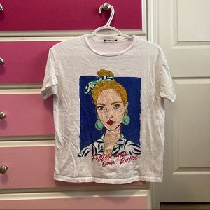 Zara white graphic tee